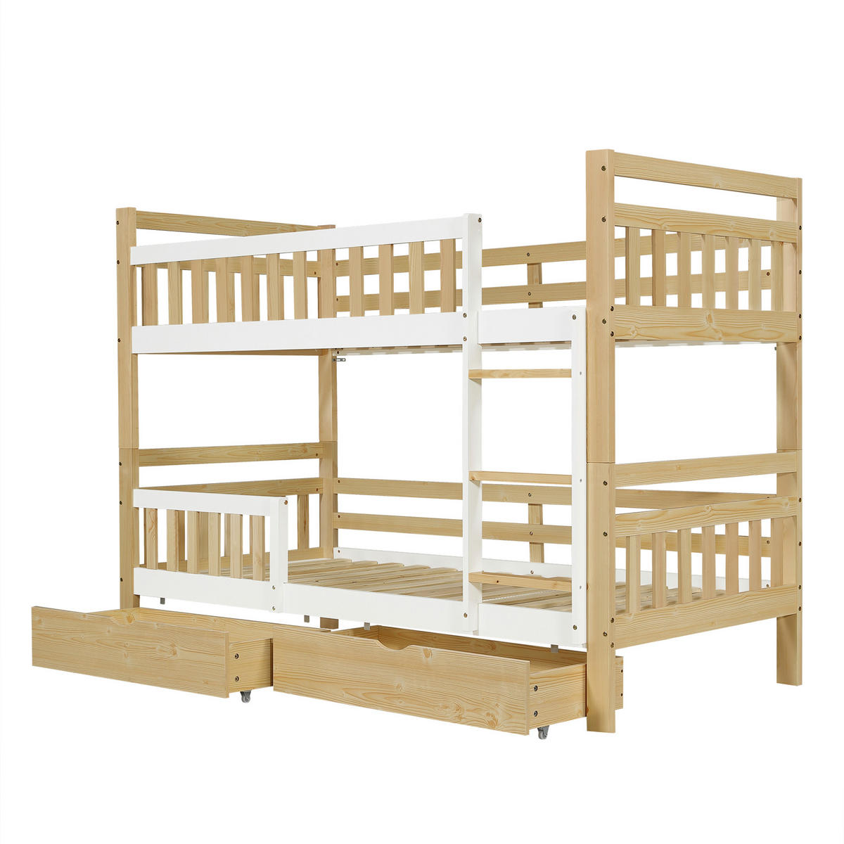 ETAGENBETT 90/200 cm teilbar in 2 Einzelbetten, DE-41774, in Natur - Naturfarben, Holzwerkstoff (90/200cm) - ComfortXL
