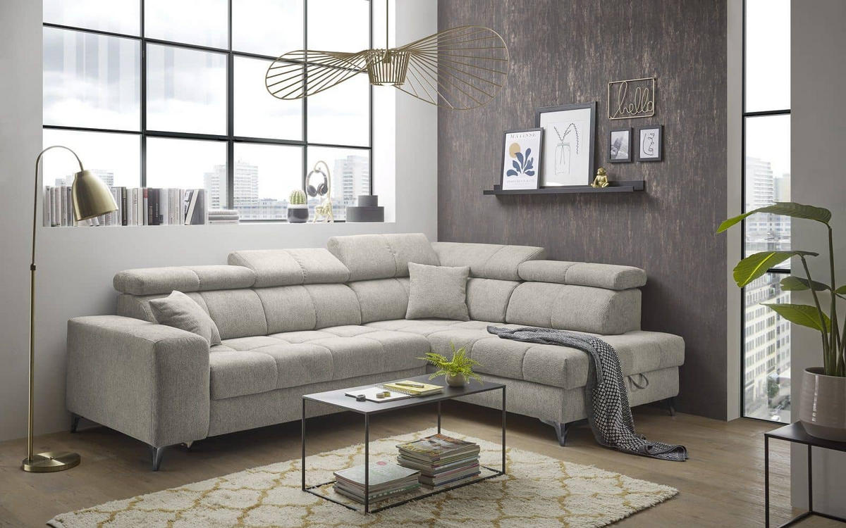 ECKSOFA mit elektrischer Wallaway-Funktion und vielseitigen Anpassungsmöglichkeiten - Beige, Textil (198/282cm) - ed exciting design