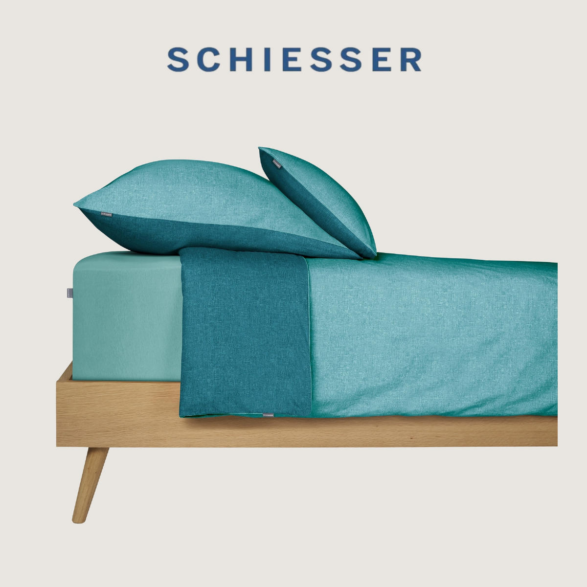 BETTWÄSCHESET Doubleface - Renforcé - 2-teilig - 155 x 220 cm - Türkis - Türkis, Textil (155/220cm) - SCHIESSER