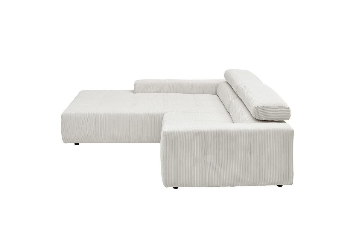ECKSOFA MIT MOTORISCHEM SITZVORZUG RENO Weiß Cord - Schwarz/Weiß, Kunststoff/Textil (258/217cm) - KAWOLA