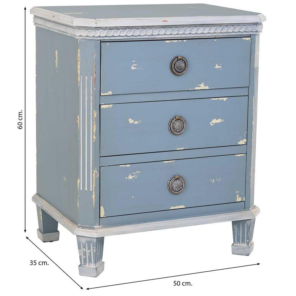 NACHTTISCH aus Holz, blau, 50x35x60cm - Blau, Holz (50/60/35cm) - Wanderlust