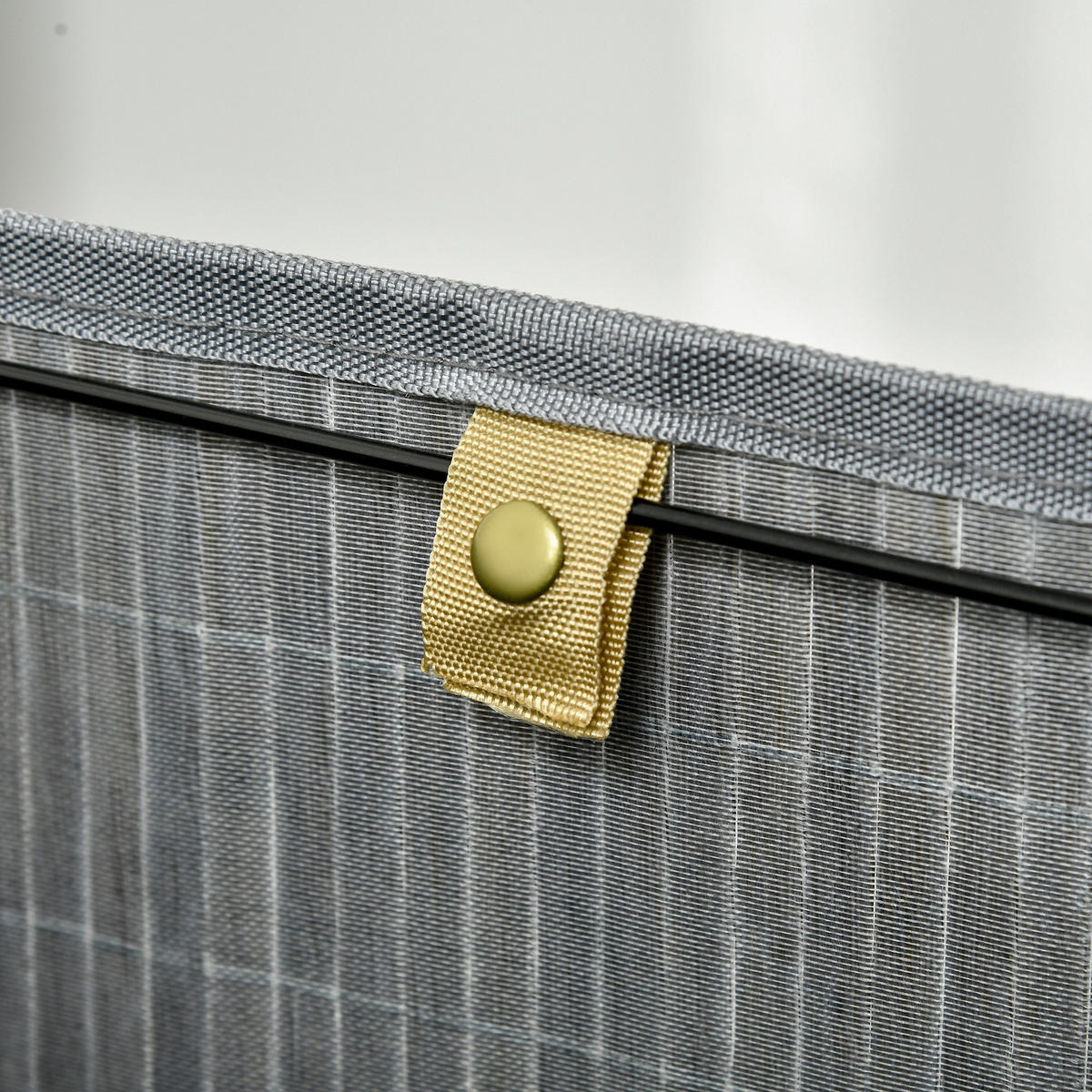 WÄSCHEKORB mit Deckel 55L, Bambus, Grau - Grau, Naturmaterialien (38/57/38cm) - HOMCOM