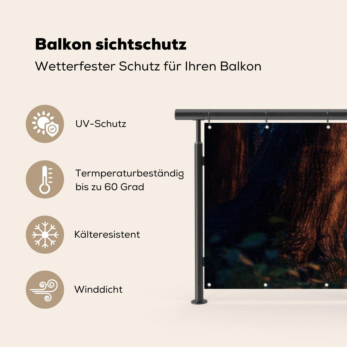 BALKON-SICHTSCHUTZ Lagerfeuer - See - Abendlicht - Dunkelblau, Kunststoff (500/90cm) - MuchoWow