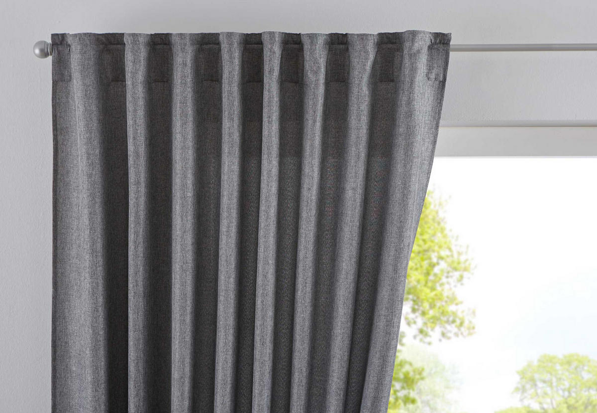 SCHLAUFENGARDINE »Jena« HxB 145x140 cm Grau - Grau, Textil (140/145cm) - Gardinenbox