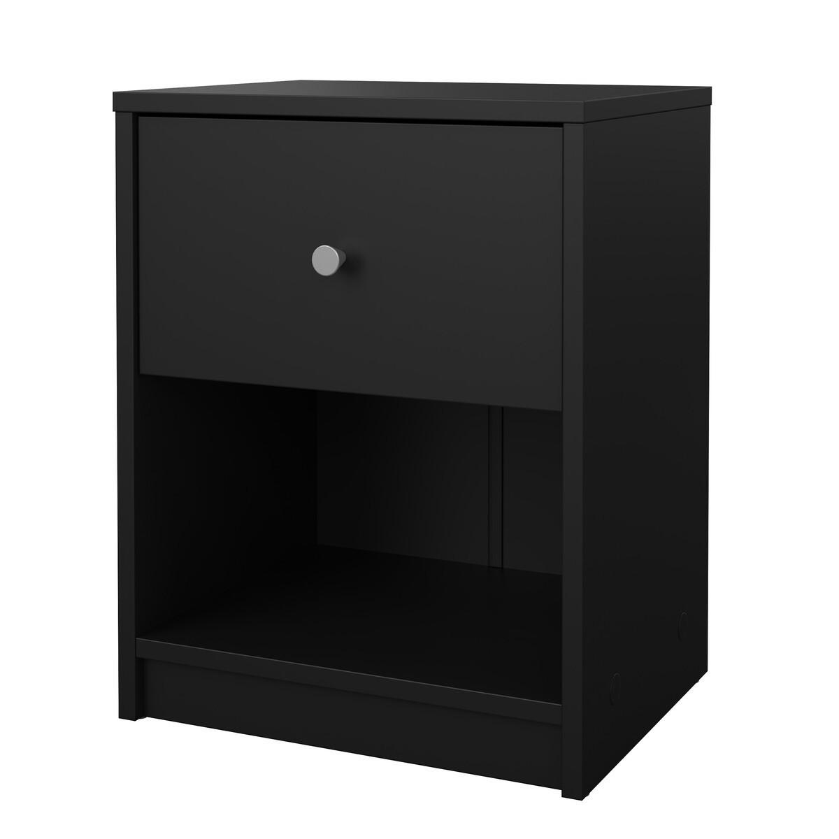 50. NACHTTISCH mit 1 Schublade und 1 Fach lise 37,9/30,1/48,4 cm - Schwarz, Holzwerkstoff (30.1/48.4/37.9cm) - Calicosy