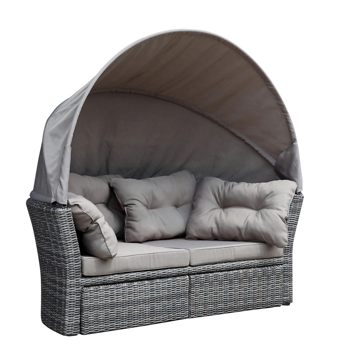LIEGEINSEL, Alu + Polyrattan Grau Bicolor, Polster Taupe - Grau, Metall (200/172/187cm) - TPFGarden