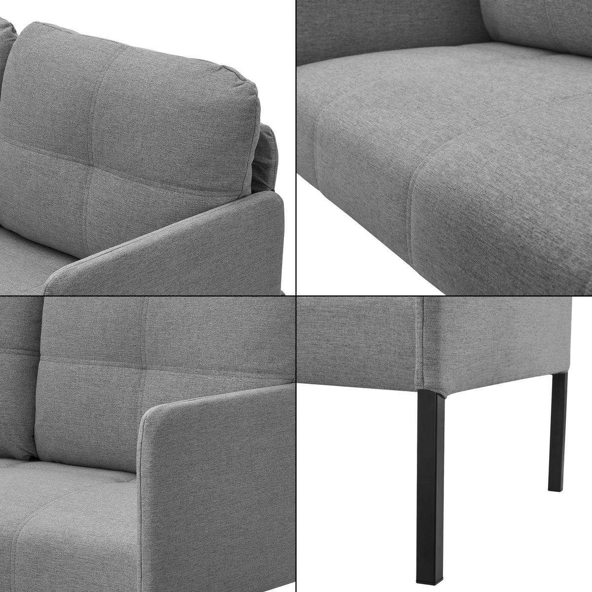 SOFA Reichling - Schwarz/Grau, Holz/Textil (119/77/69cm) - [en.casa]