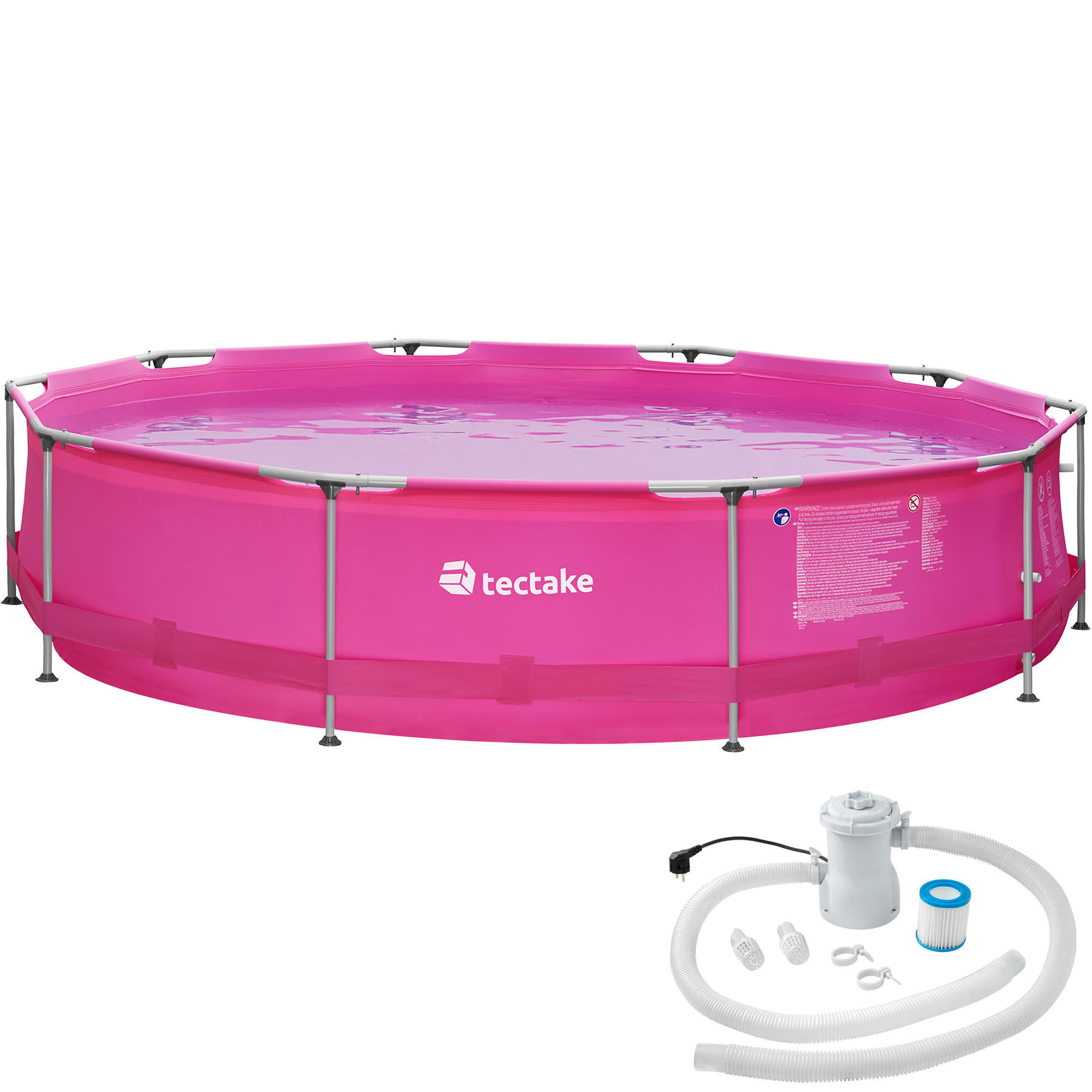 SWIMMING POOL Summertime,360 x 76 cm,pink - Pink, Metall (360/76/360cm) - tectake