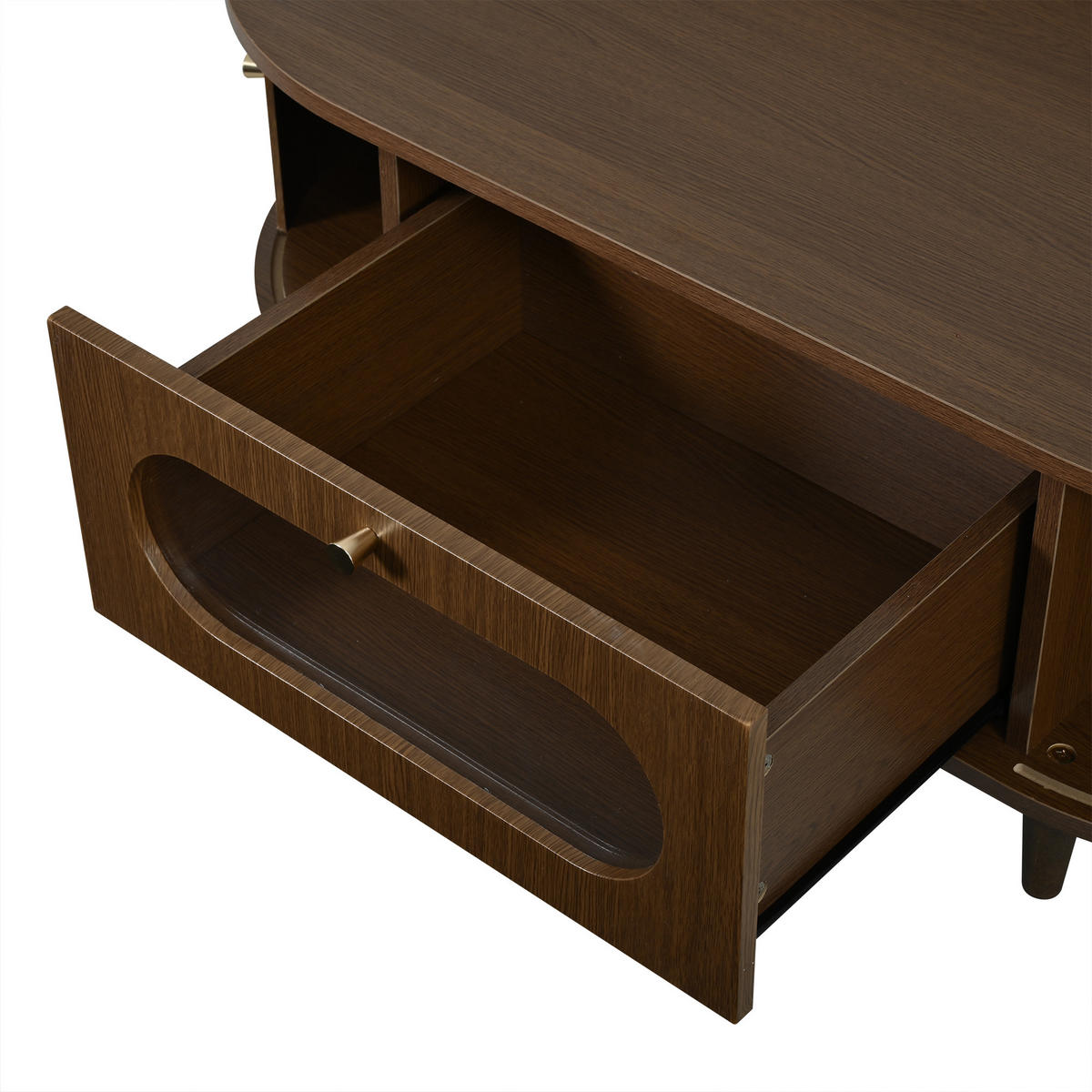 COUCHTISCH 100/50/36 cm Walnuss aus MDF mit Schublade und Rollladentüren - Nussbaumfarben, Holzwerkstoff (100/50/36cm) - OKWISH