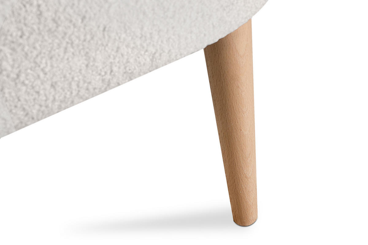 COCKTAILSESSEL APPA auf hohen Beinen aus Buche, aus recyceltem Boucle-Stoff, Creme/Buche Dekor - Buchefarben/Creme, Holz/Textil (63/89/65cm) - KONSIMO®