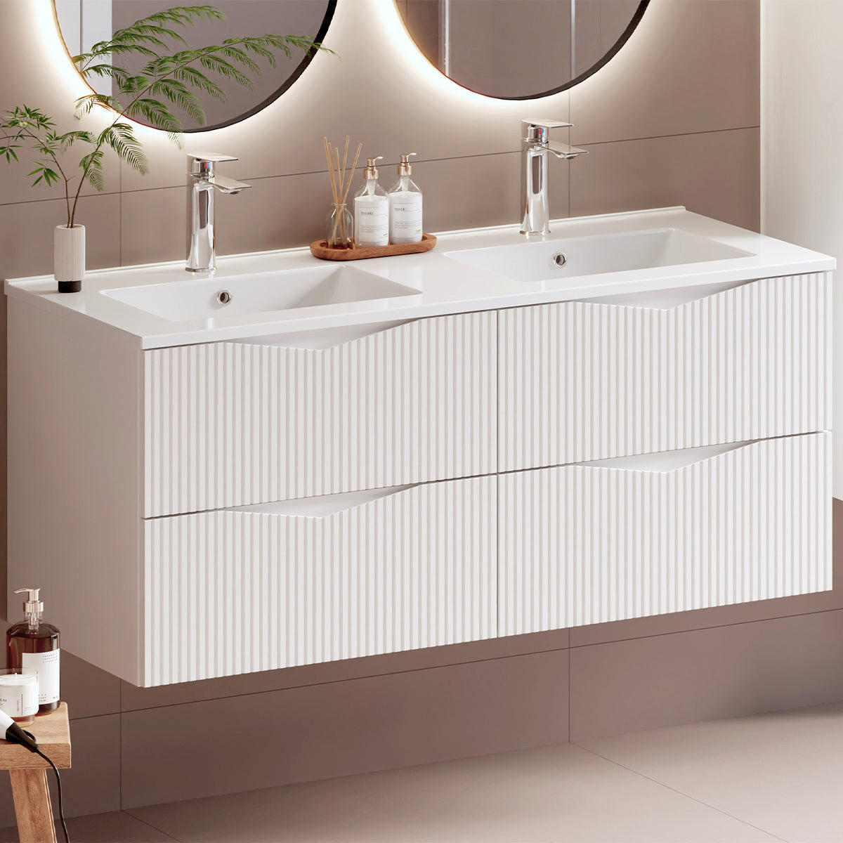 WASCHTISCHUNTERSCHRANK 120cm Tao Weiß - Weiß, Holzwerkstoff (120/50/46.5cm) - Petits-meubles