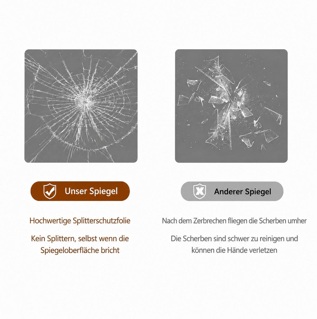 WANDSPIEGEL 100/1,5/75 cm silber aus Glas mit Splitterschutzfolie - Silberfarben, Glas (75/1.5/100cm) - OKWISH