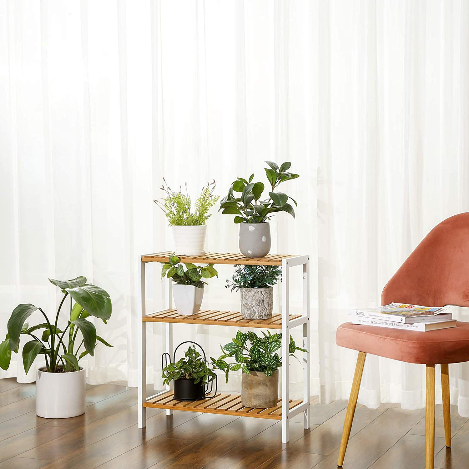 Thumbnail - Hansiro Pflanzenregal, Weiß, Holz, 26x66x60 cm, Badezimmer, Badezimmerregale, Badregale