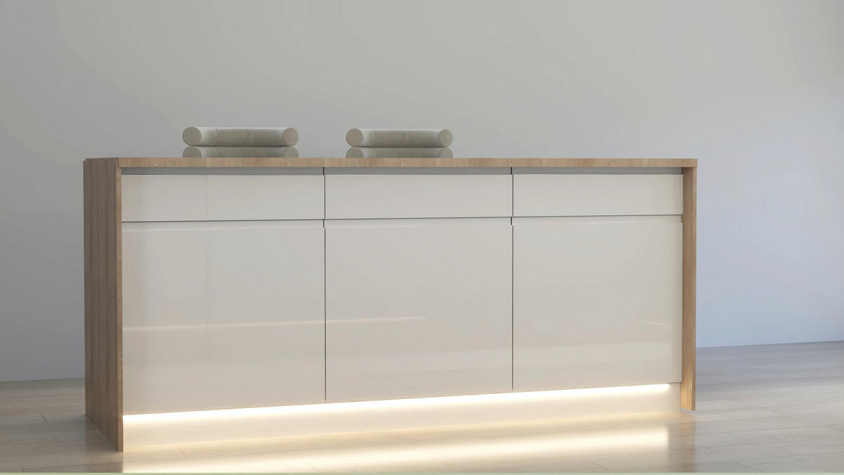 L-KÜCHE mit Insel Velmora Weiß Hochglanz – 410 × 130 cm + Insel 180 cm – KÜ-AS-020 – Weiß - Weiß, Holzwerkstoff (410/212/58cm) - ROYAL24_MARKT