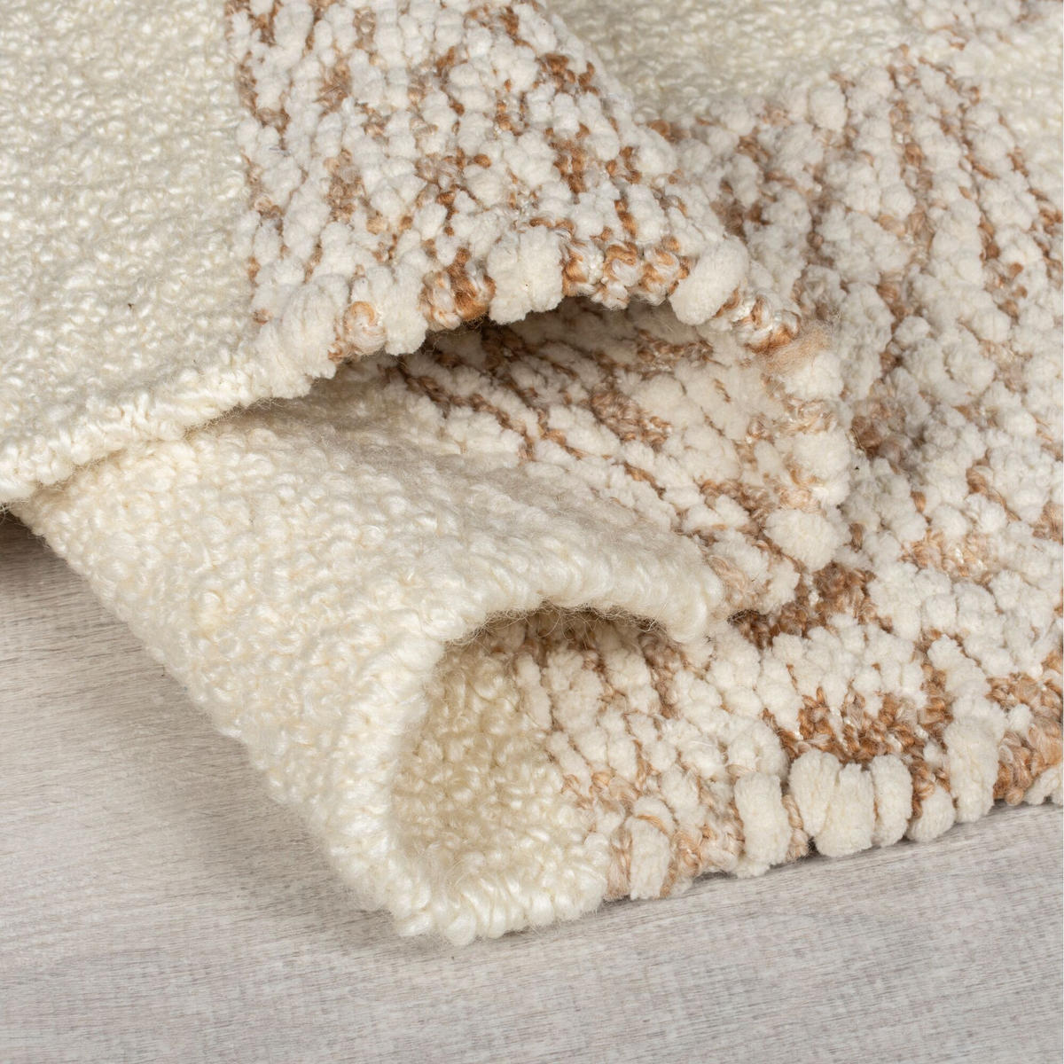 TEPPICH Kurzflor Karo Muster, Geometrisch, Wohnzimmer Beige-Natur Rechteckig 160x230 - Beige, Textil (230/160cm) - KADIMA DESIGN