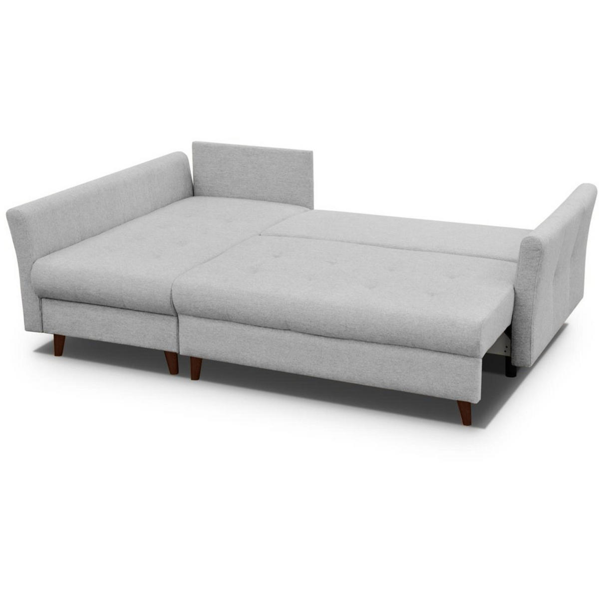 ECKSCHLAFSOFA Neron mit 2 Bettkasten und Beine in Wengefarbe, Hellgrau, links - Wengefarben/Hellgrau, Textil (233/148cm) - Beautysofa