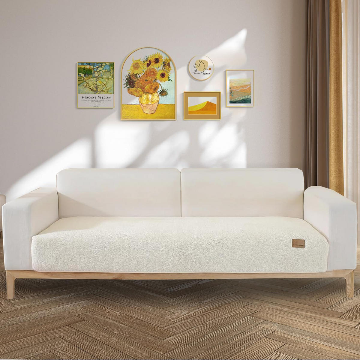 SOFADECKE Samt Verschiedene Größen, Weich & Rutschfest (1 Stück) - Beige, Textil (70/70cm) - Kaket