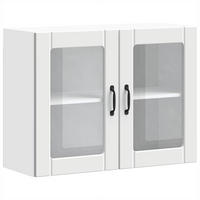 KÜCHENOBERSCHRANK Lucca mit 2 Glas Türen 80/31/60 cm aus Holzwerkstoff Weiß - Weiß, Holz (80/60/31cm) - vidaXL