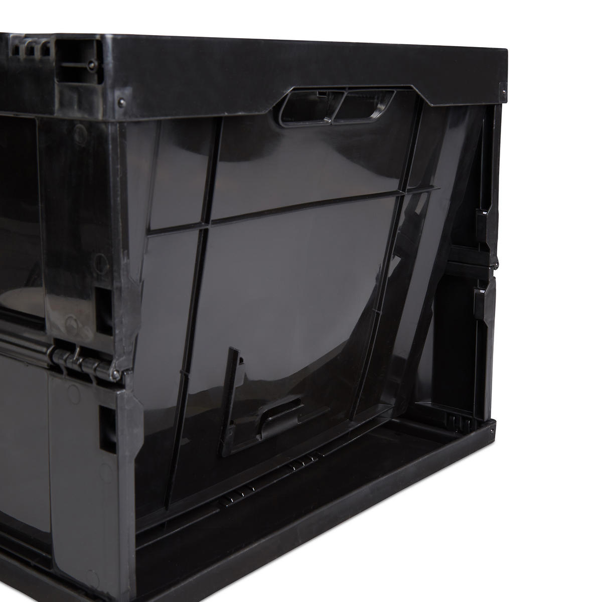 KLAPPBOX - Schwarz, Kunststoff (58.5/31.5/40cm) - Relaxdays