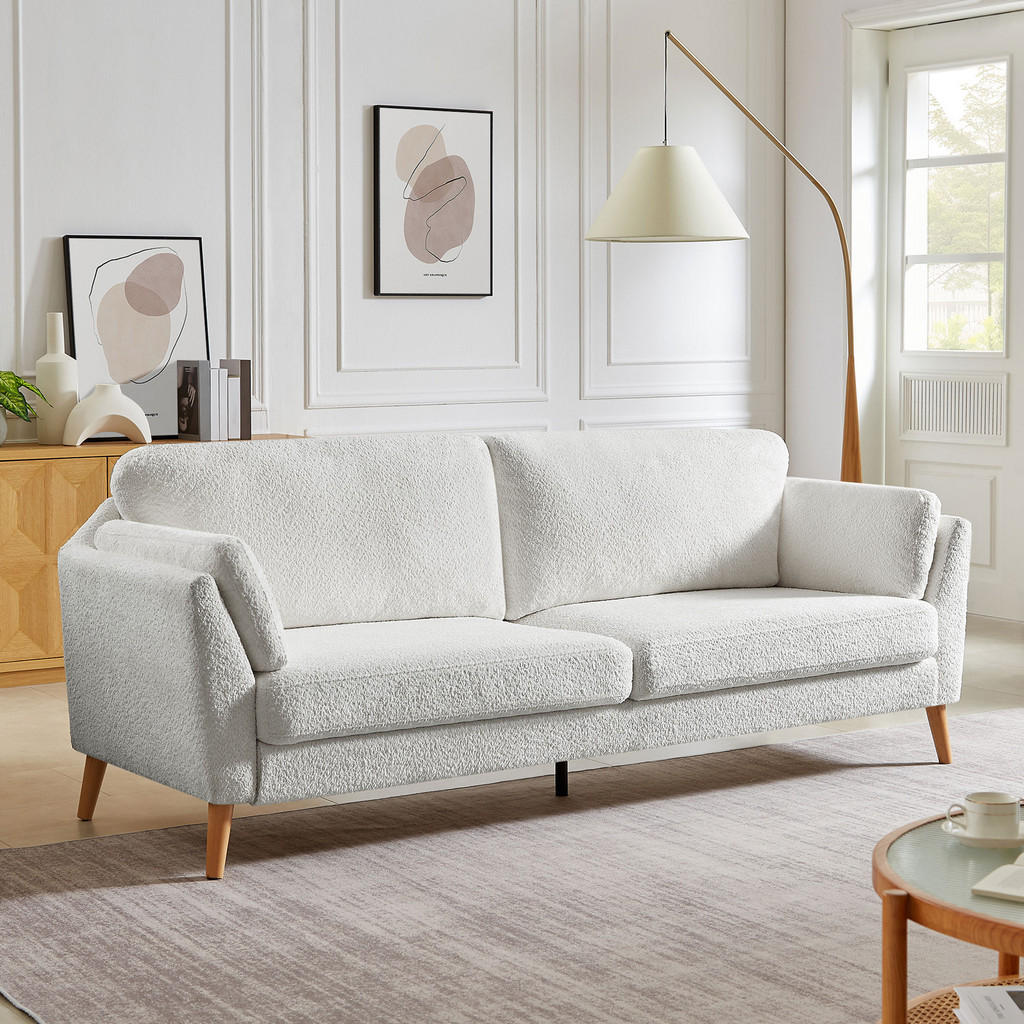 Thumbnail - Sicaan 3-Sitzer-Sofa, Weiß, Textil, Füllung: Polyurethan (PUR),Polyurethan (Pur), Rechteckig, 225x86x80 cm, Wohnzimmer, ...