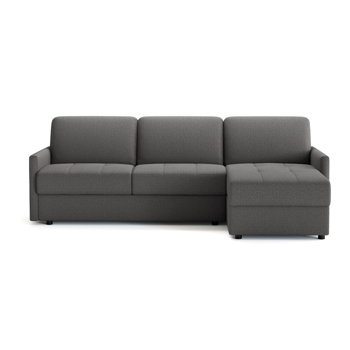 ECKSOFA mit schlaffunktion3-sitzer aus grauem stoff belluno 260/150/87 cm - Dunkelgrau, Textil (150/87/260cm) - Calicosy