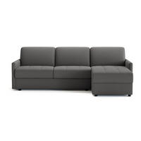 ECKSOFA mit schlaffunktion3-sitzer aus grauem stoff belluno 260/150/87 cm - Dunkelgrau, Textil (150/87/260cm) - Calicosy