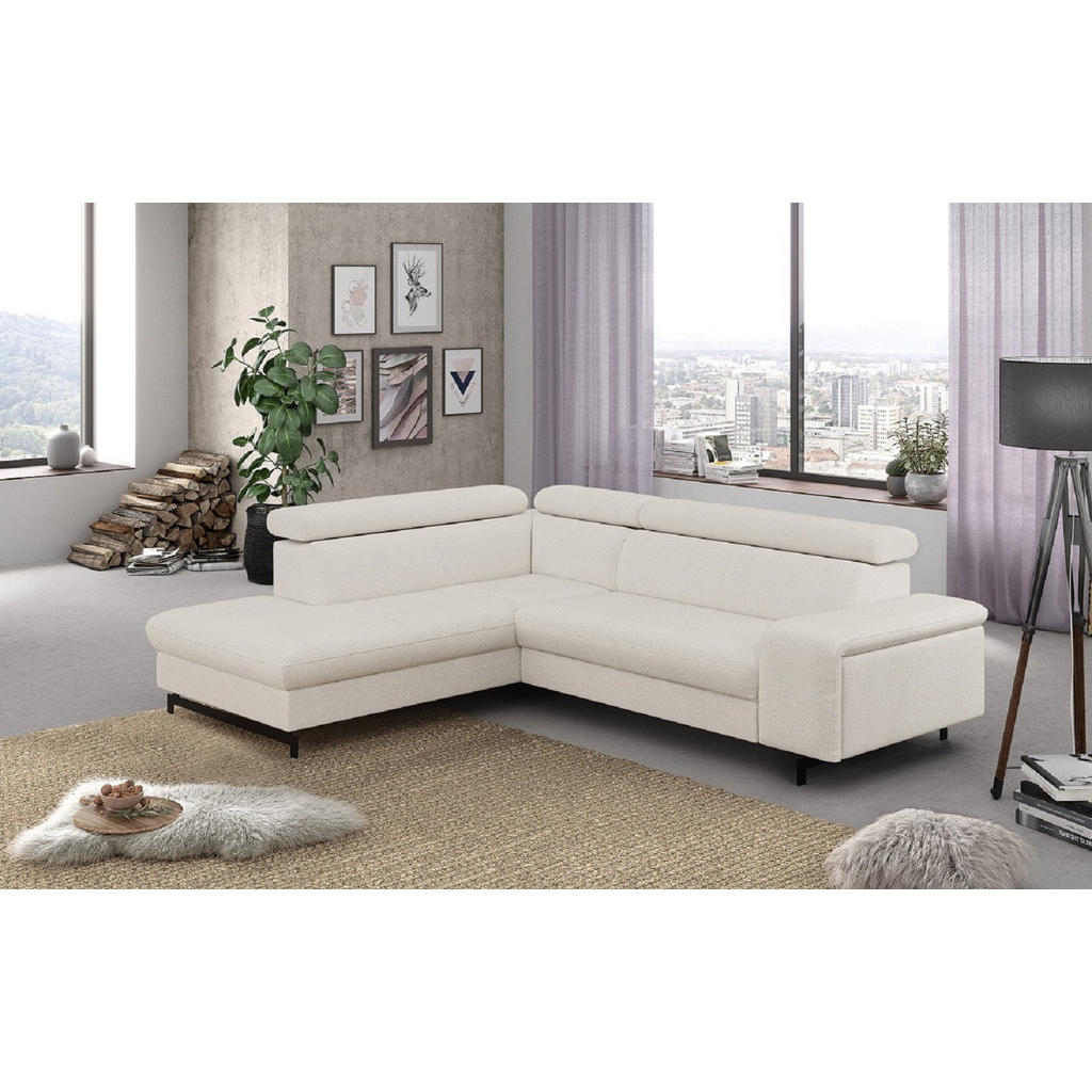 Thumbnail - Cotta Ecksofa, Weiß, Textil, Echtholz,Buche, 4-Sitzer, Ottomane links,L-Form, 262x215 cm, Wohnzimmer, Sofas & Couches, W...