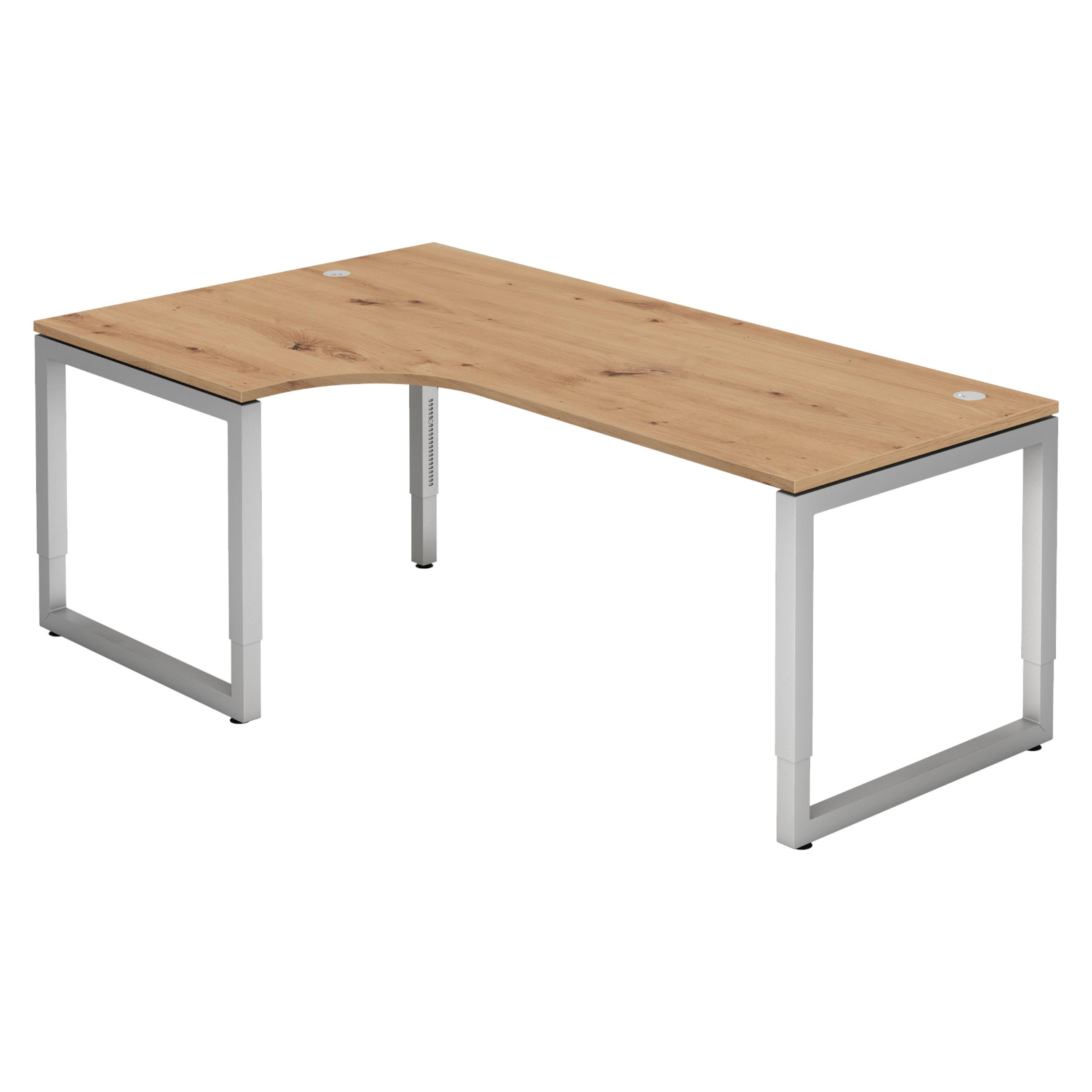SCHREIBTISCH Serie-R 120/200/74 cm in Wildeiche/Silberfarben - Wildeiche/Silberfarben, Holzwerkstoff (120/200/74cm) - bümö