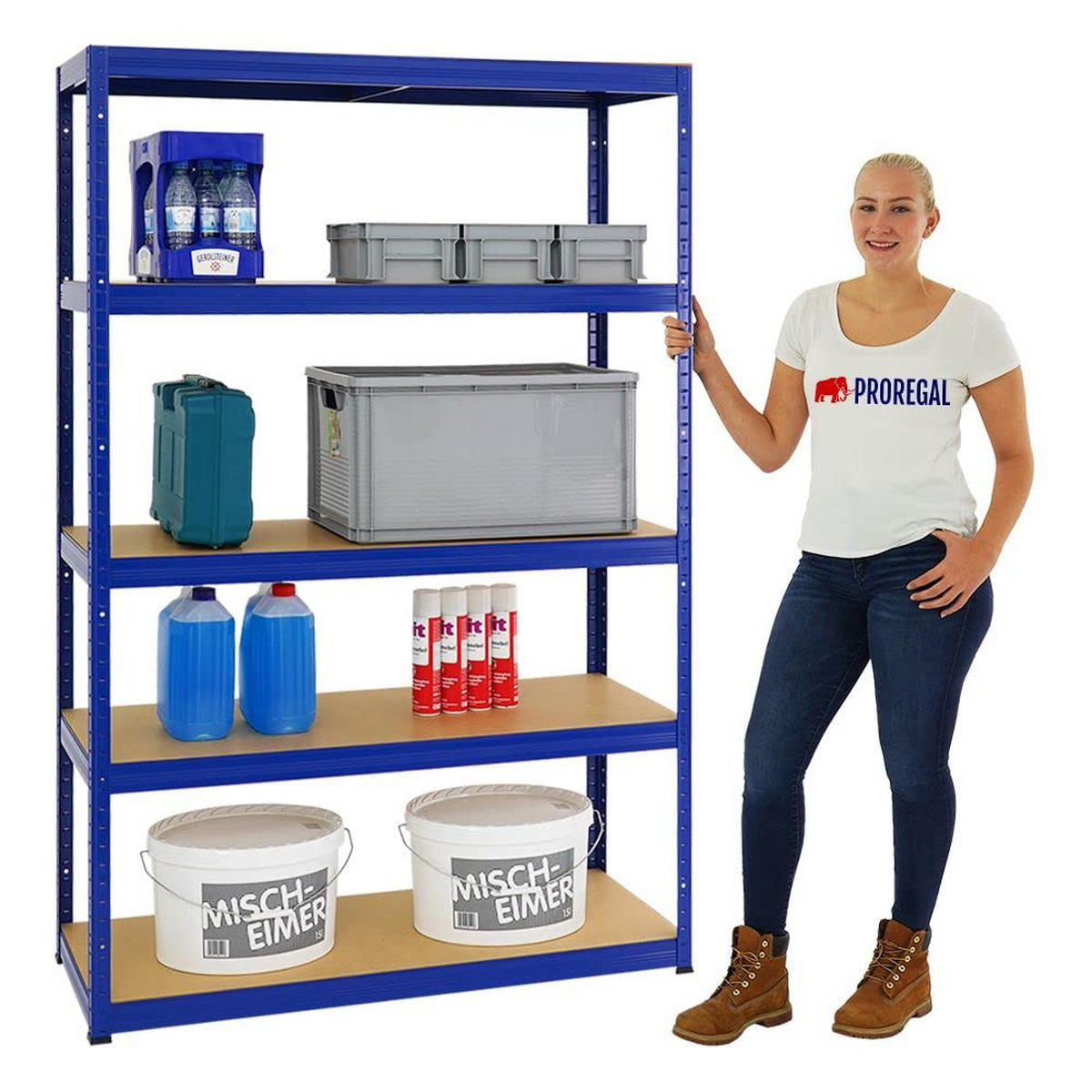SCHWERLASTREGAL Big Elephant S 2er-Set mit 2x 180x120x45 cm Fachlast 250 kg Blau - Blau, Metall (240/180/45cm) - PROREGAL