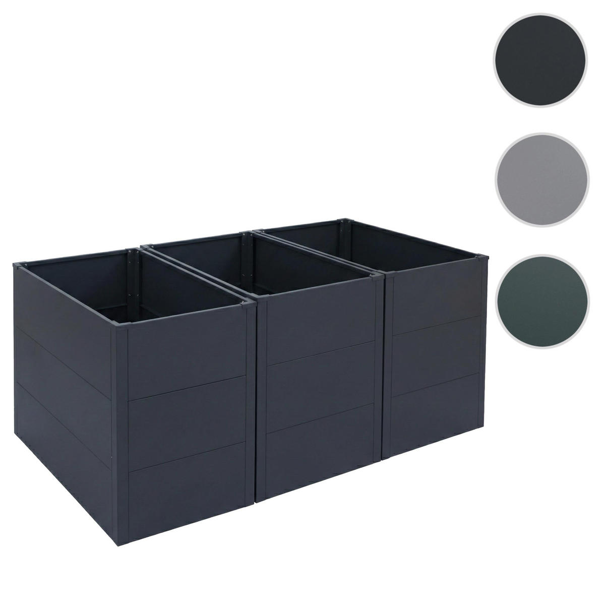 HOCHBEET 3er-Set 77x150x100cm Grau - Grau, Metall (150/77/100cm) - PROREGAL