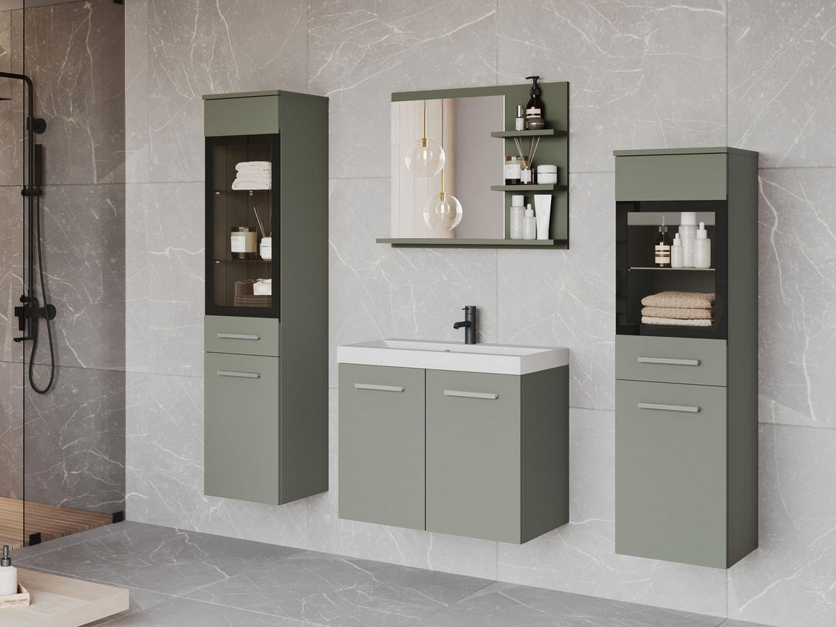 BADMÖBEL-SET Madrit I - Grün, Holzwerkstoff (30/132/30cm) - MIRJAN24