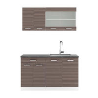 SINGLEKÜCHE R-Line Edelgrau/Weiß 140 cm, AP Anthrazit - Braun/Weiß, Holzwerkstoff (140/81.6/60cm) - Vicco