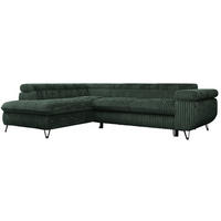 ECKSOFA PEDRO L Grün Cord - Links Seite - Schwarz/Grün, Textil/Metall (208/273cm) - MKS