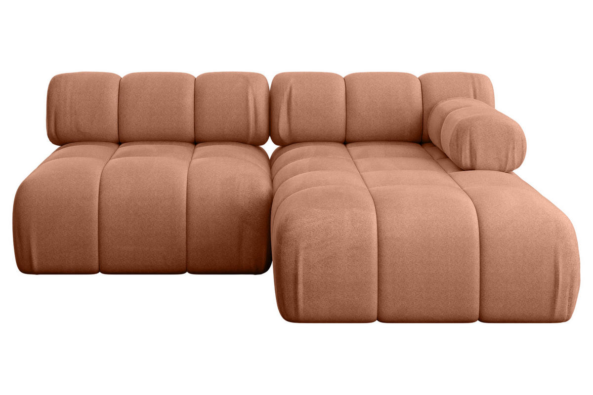 ECKSOFA modulares Sofa Razon-L1 - 190x160x70 cm Apricot Velours - Koralle, Holzwerkstoff/Textil (190/160cm) - ALTDECOR