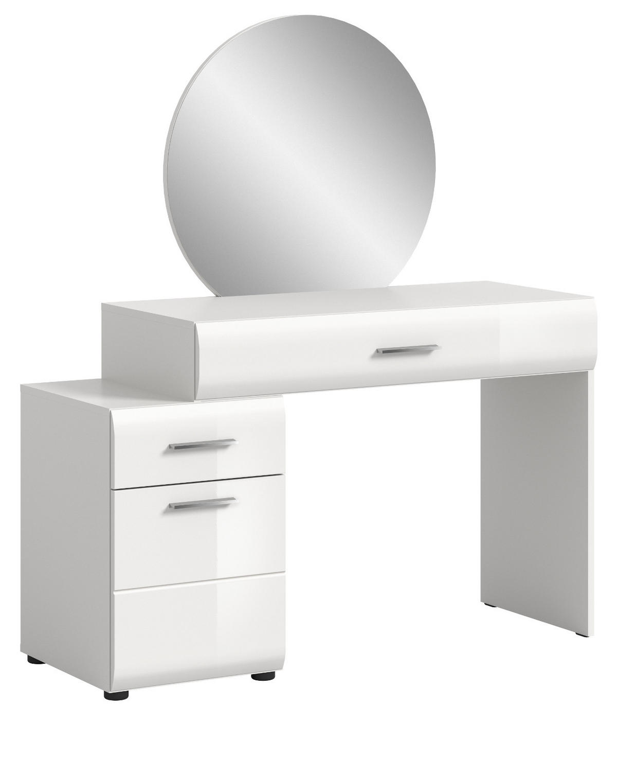 SCHMINKTISCH weiß Hochglanz 120 cm, Kosmetiktisch mit Spiegel - Weiß Hochglanz/Silberfarben, Glas/Holzwerkstoff (120/138/47cm) - Inn.Furn