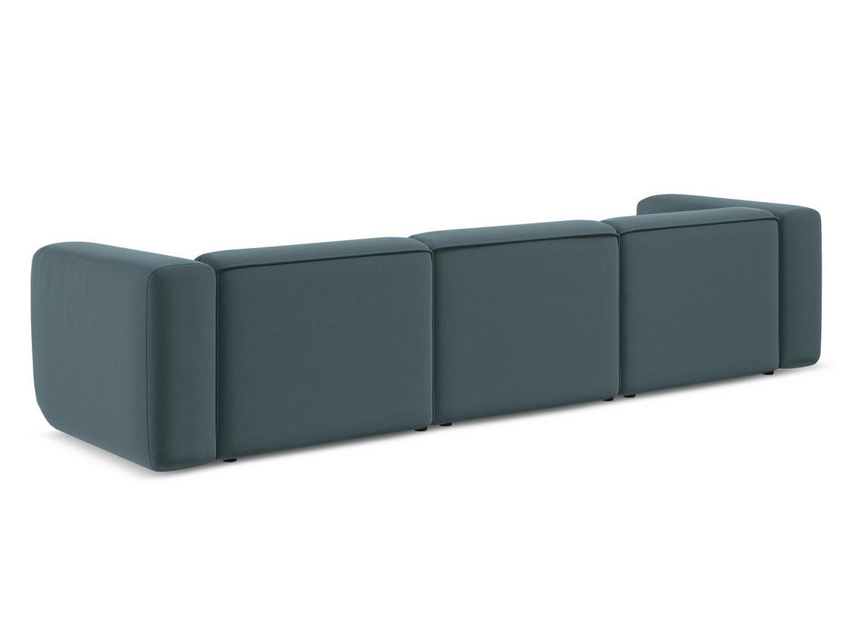 4-SITZER-SOFA Samt Stoff Blau - Blau/Petrol, Kunststoff/Textil (319/70/89cm) - Makamii