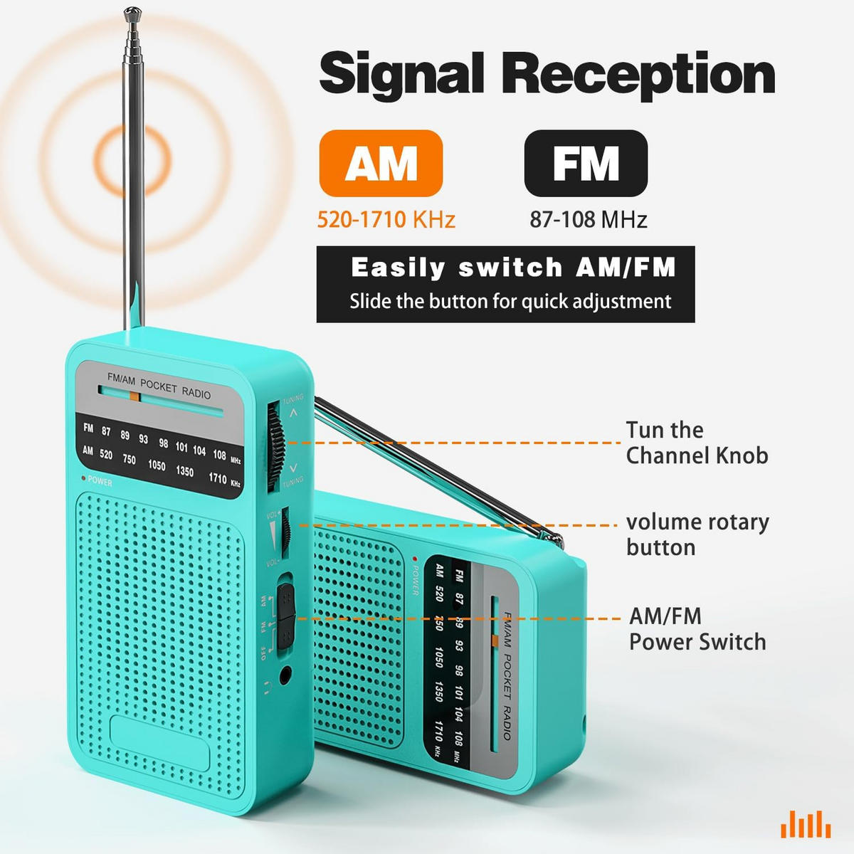 RADIO – FM/AM – Lautsprecher-/Kopfhöreranschluss – Grün - Grün, Kunststoff (13/7.2/3.1cm) - DCA