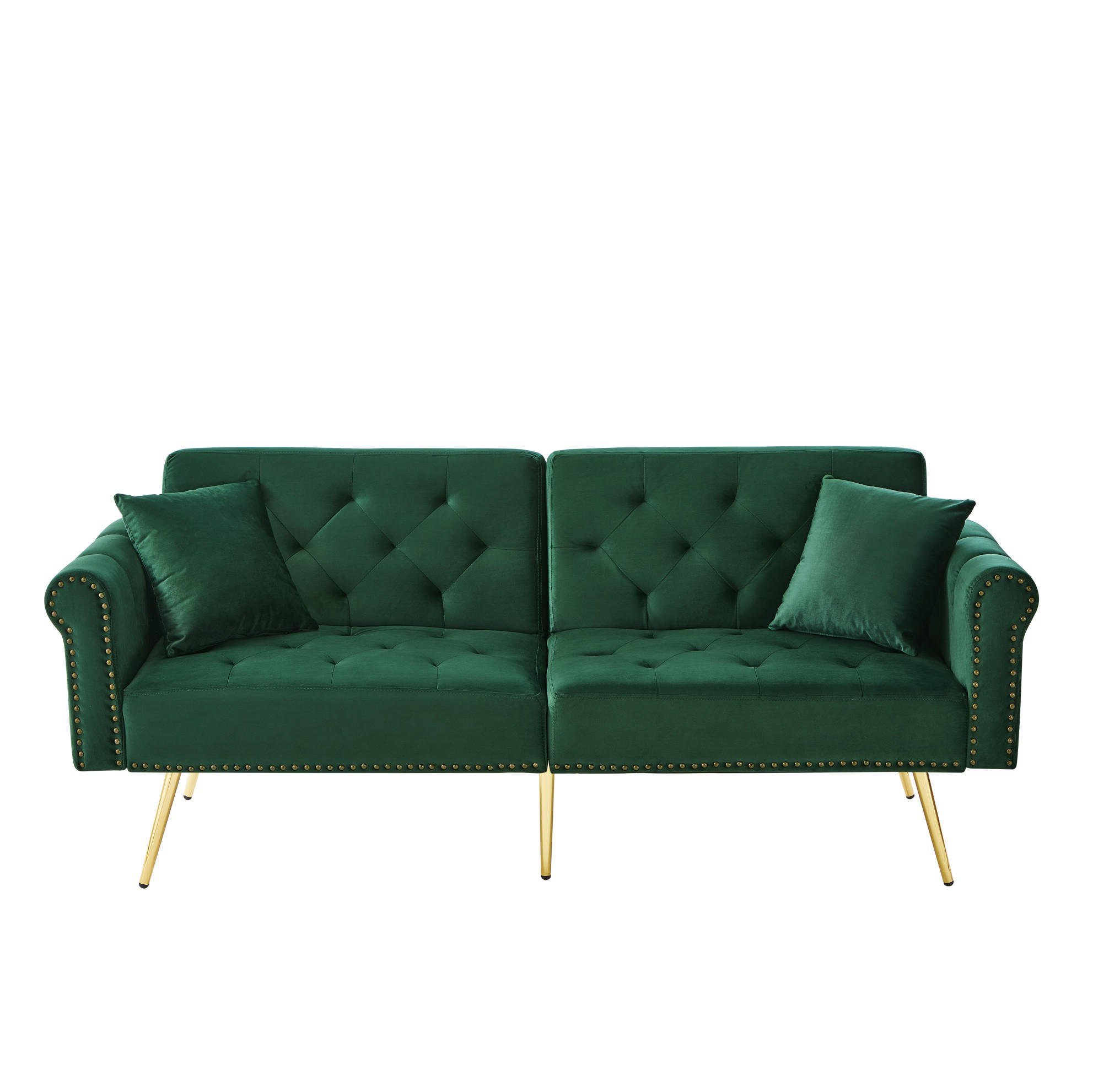 SCHLAFSOFA mit Samtbezug 147/85 cm Liegefläche – 3-stufig verstellbar - Grün, Textil (70/173/75cm) - BEAOK