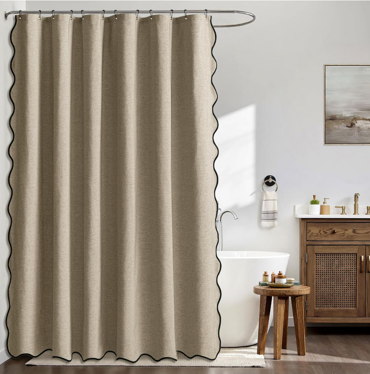 DUSCHVORHANG, kaffeefarben, Struktur in Leinenoptik, 180 x 200 cm - Braun, Textil (200/180cm)