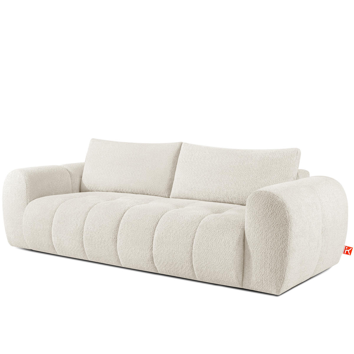 SOFA LIRA mit Pouf, Weiß, Bouclé - Weiß, Holz/Holzwerkstoff (96/43/50cm) - KONSIMO®