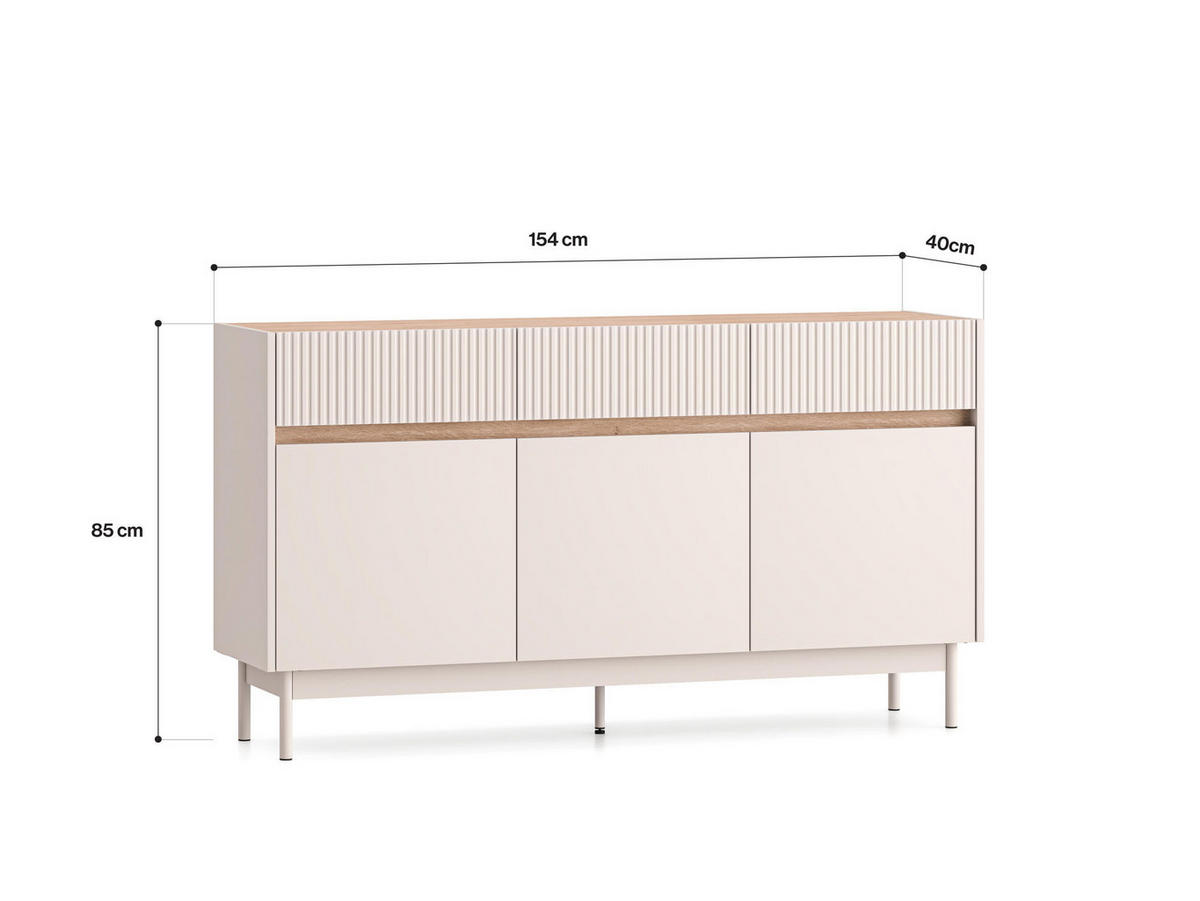 SIDEBOARD DUNEA Beige 154x40x85 cm - Beige, Holzwerkstoff (154/85/40cm) - FURNLUX