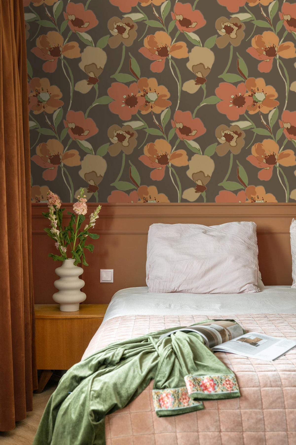 TAPETE Blumen 50 x 900 cm - Orange, Papier (50/900cm) - ESTAhome