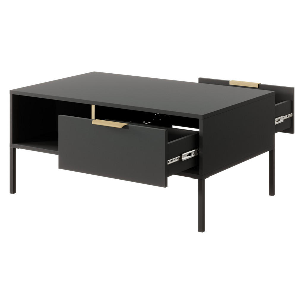 Thumbnail - Masseno Couchtisch, Anthrazit, Holzwerkstoff, 2 Schubladen, Rechteckig, 96.9x44.4x60 cm, Wohnzimmer, Wohnzimmertische, C...
