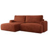 ECKSCHLAFSOFA TONO L Orange Plüsch - links - Schwarz/Orange, Kunststoff/Textil (260/150cm) - MKS