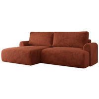 ECKSCHLAFSOFA TONO L Orange Plüsch - links - Schwarz/Orange, Kunststoff/Textil (260/150cm) - MKS