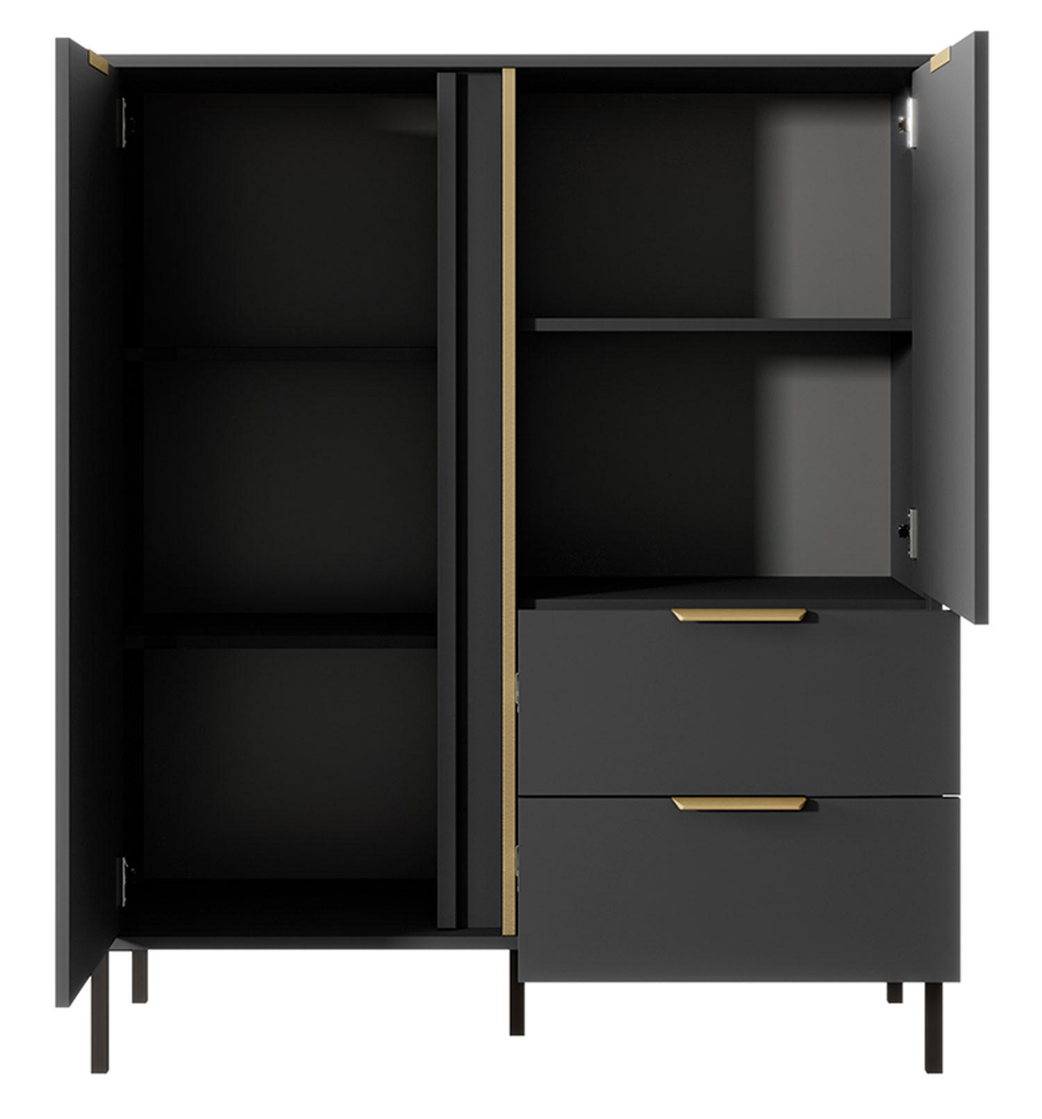 HIGHBOARD Lars anthrazit / gold 103,3 / 39,5 / 123,4 cm - Anthrazit, Holz/Holzwerkstoff (103.3/123.4/39.5cm) - Feldmann-Wohnen