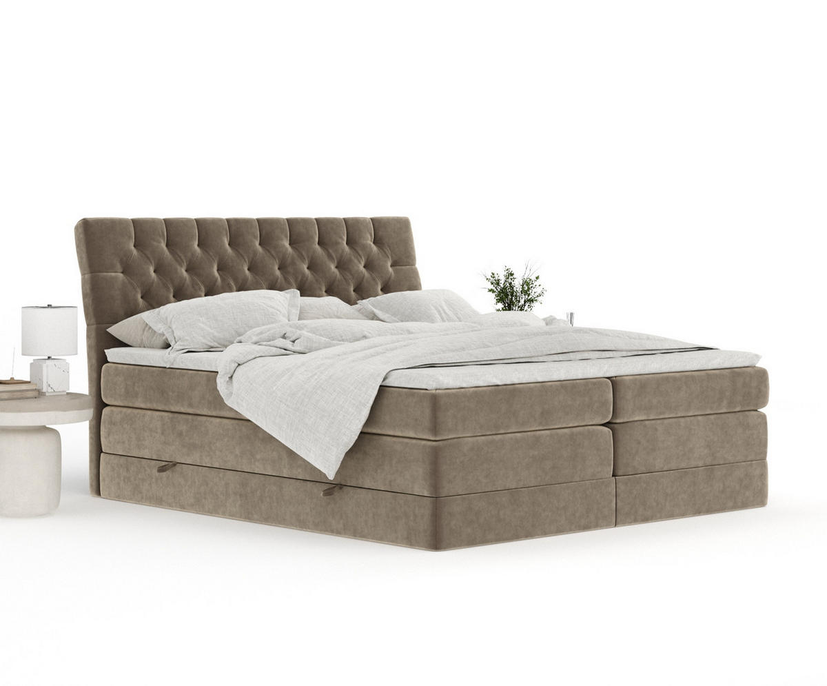 BOXSPRINGBETT Seraphine Braun 140/200 cm - Schwarz/Braun, Holz/Holzwerkstoff (140/200cm) - Maison de Reve