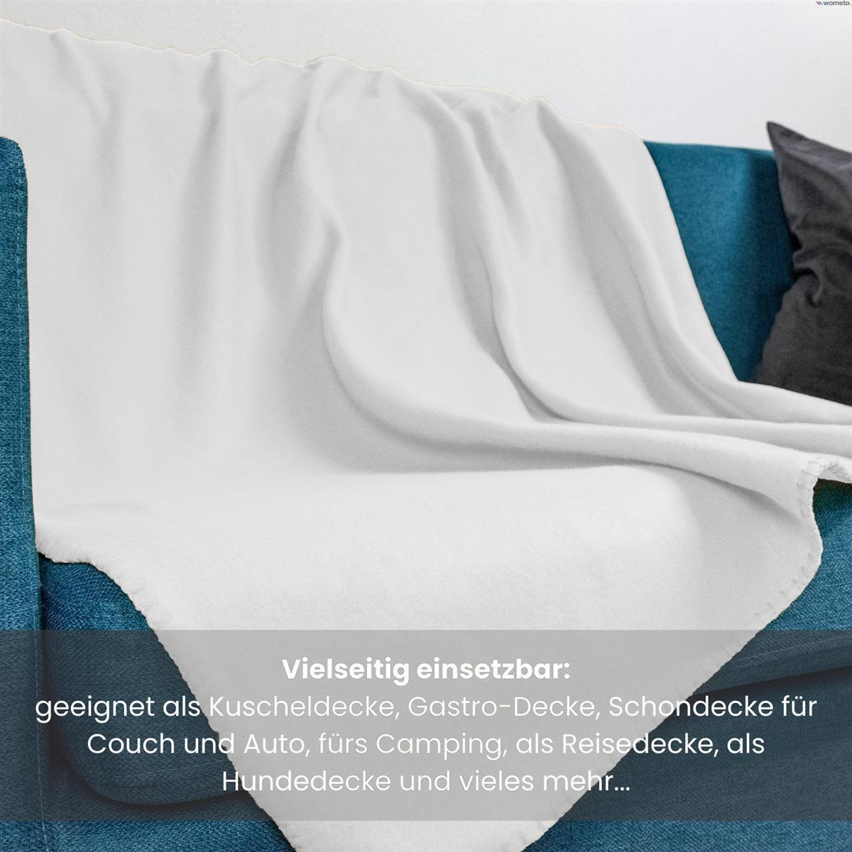 FLEECEDECKE 10er Set weiß 130/160 cm Kettelrand Anti-Pilling - Weiß, Textil (130/160cm) - wometo