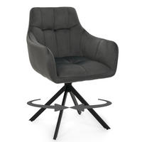 STUHL FANO X drehbar gepolsterter mit Steppung - grau - Velour - Schwarz/Grau, Textil/Metall (58/83/59cm) - NEW HOME