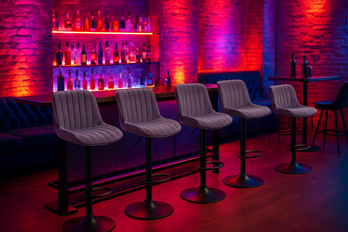 BARHOCKER Lento Gestell schwarz Samt Dunkelgrau - Schwarz/Grau, Textil/Metall (50/108/50cm) - TPFLiving